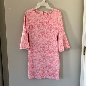 Tyler Boe Pink Floral Knit Dress with Bell Sleeves - XS